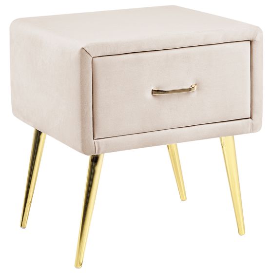 Natbord med 1 skuffe FLAYAT Velour Lys Beige
