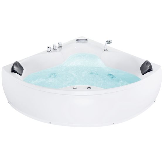 Hjørne-boblebad med LED SENADO 205 x 150 cm Hvid