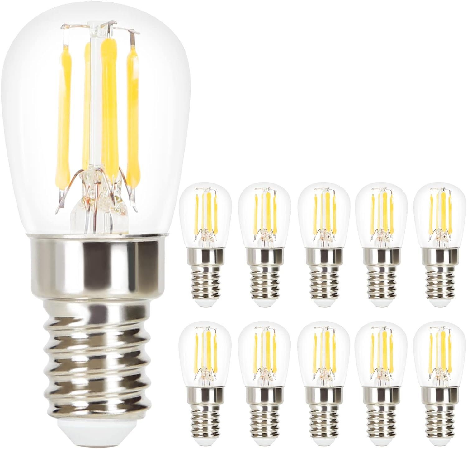 NETTLIFE 10 stk. E14 ST25 LED-pærer 2700K varm hvid 4W erstatningspærer til 40W vintage-lampe retro nostalgiske glasglødepærer