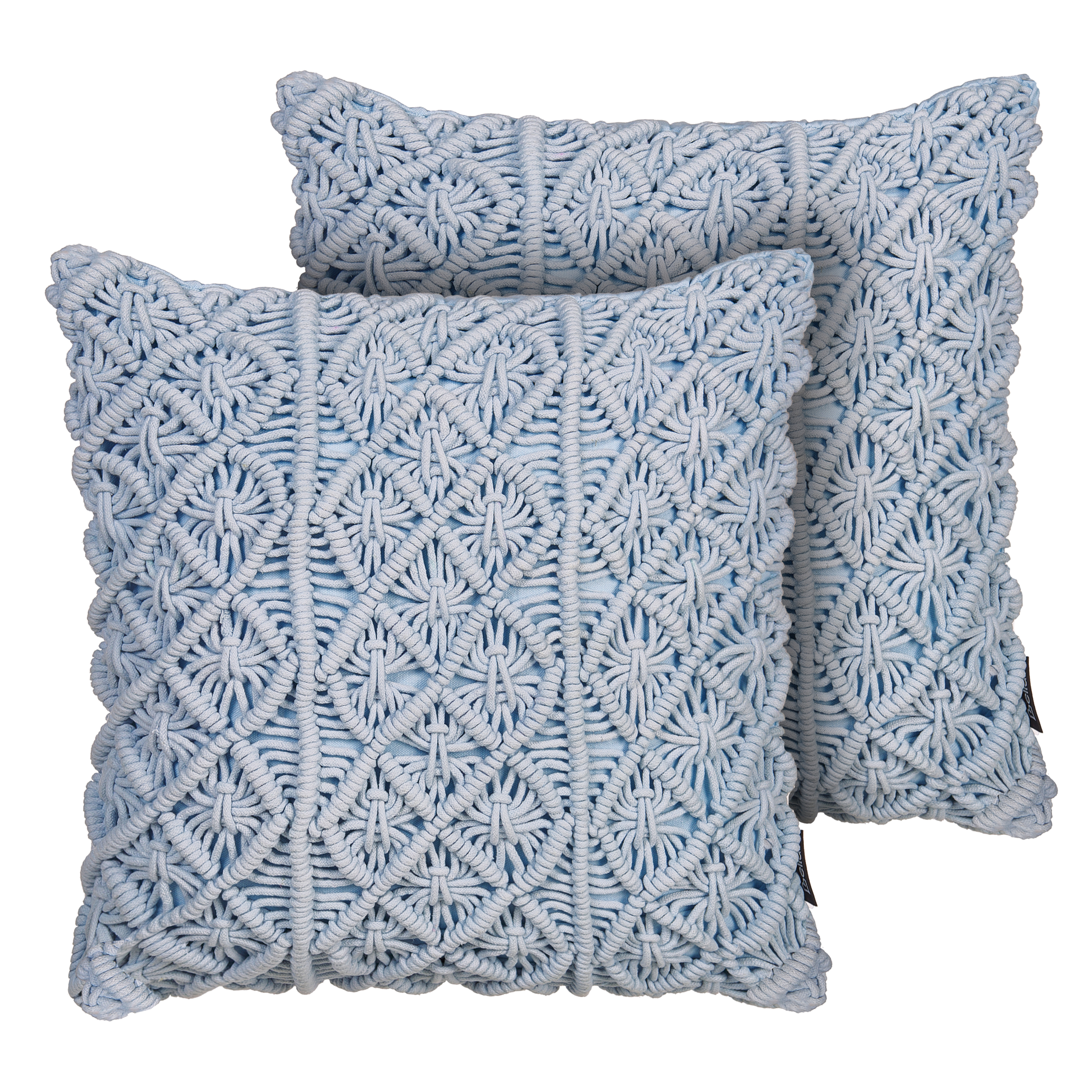Sæt af 2 pyntepuder GOREME 45 x 45 cm Boucle Blå Geometrisk mønster