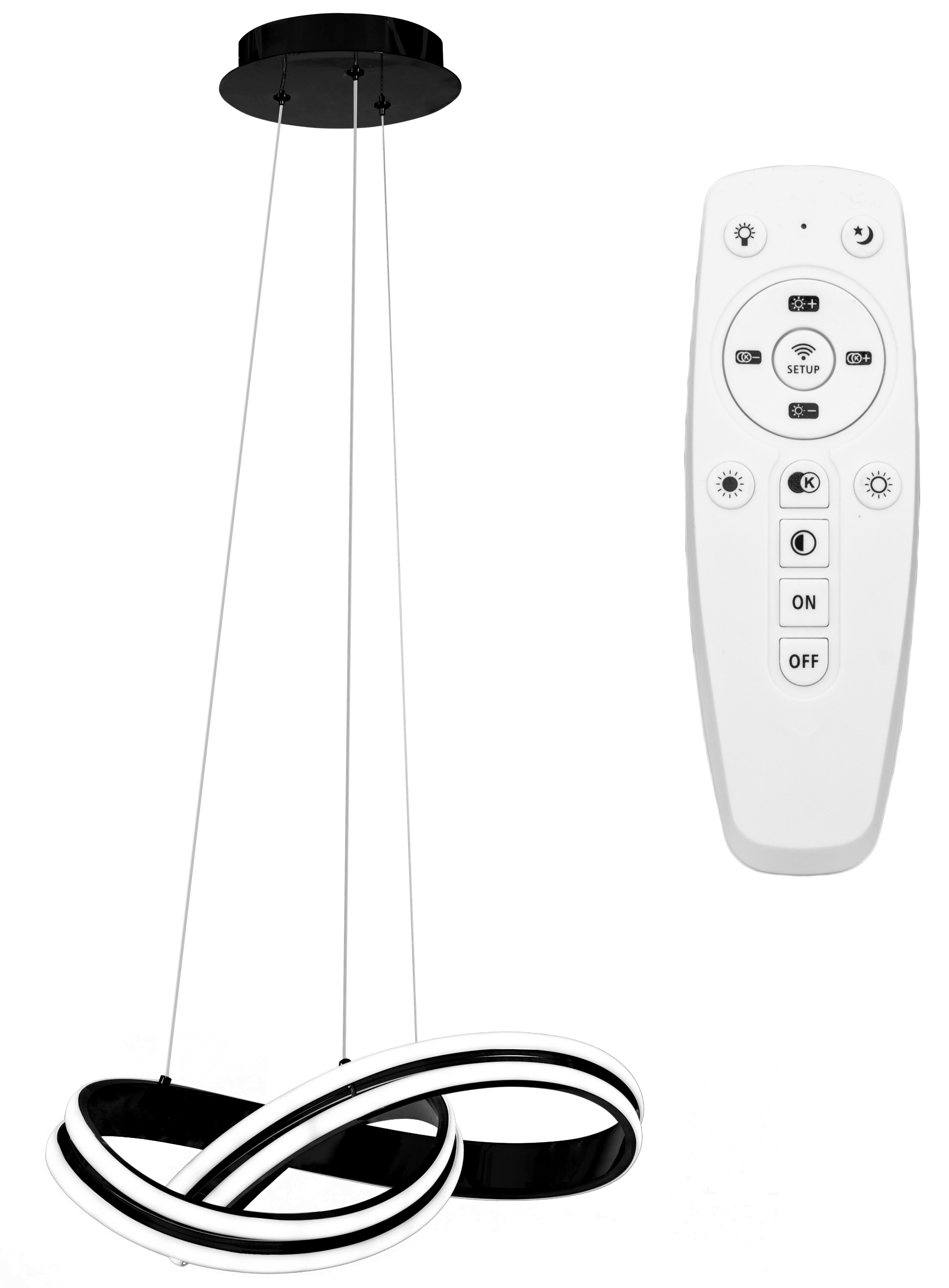 TOOLIGHT hængende loftlampe LED APP817-CP RING Sort 19x47x70cm