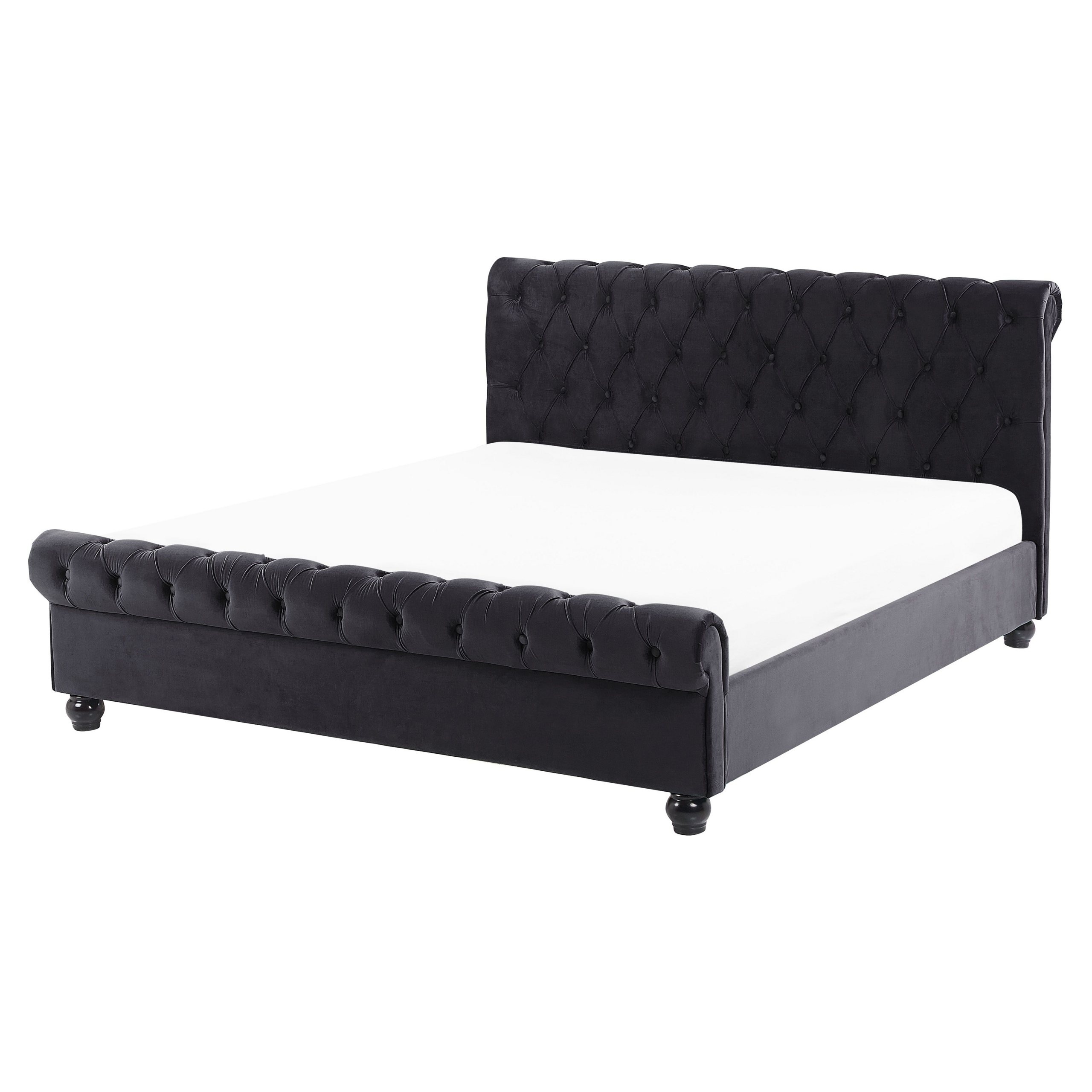 Seng Velour AVALLON 160 x 200 cm Sort