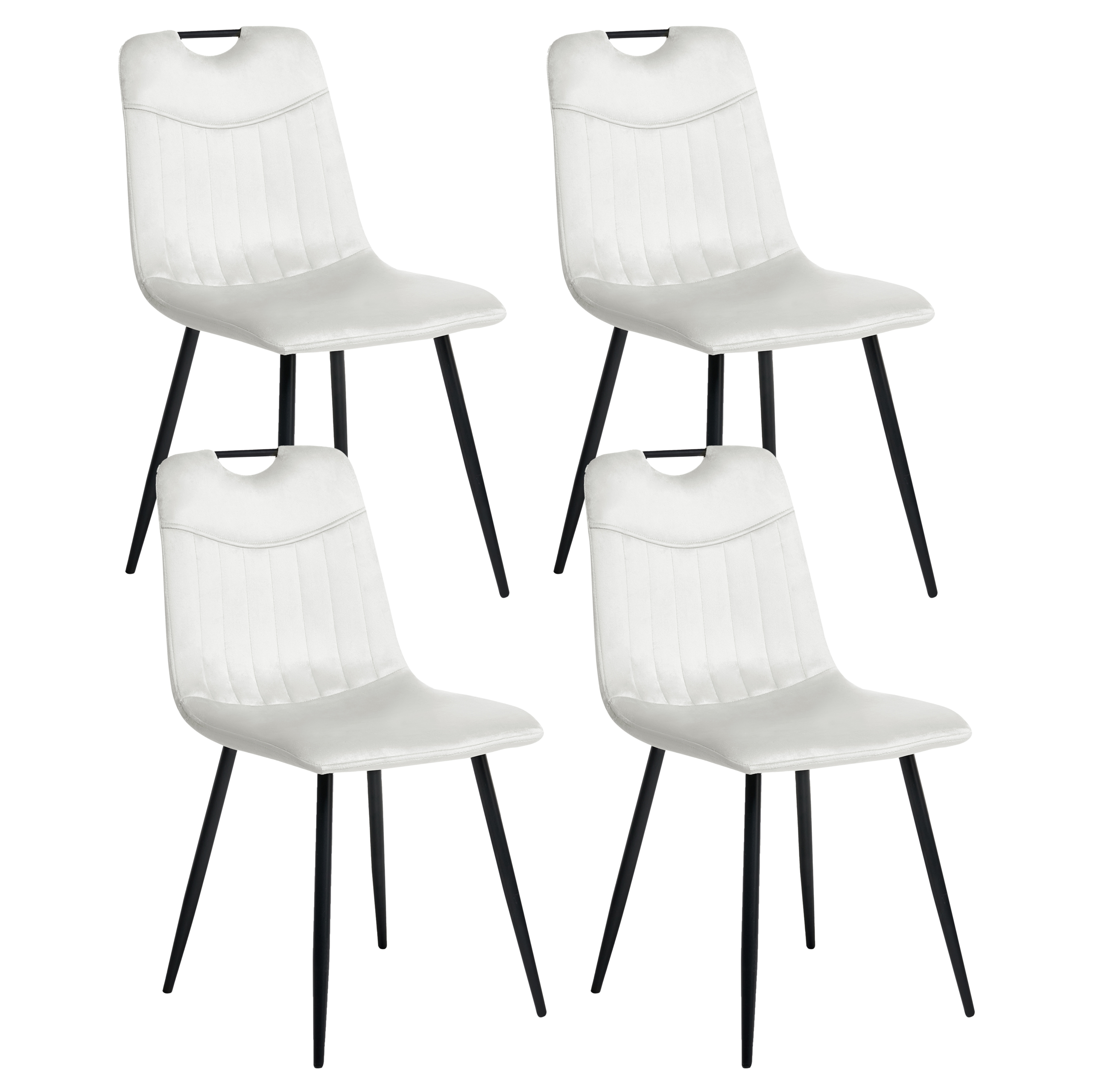 Sæt med 4 spisebordsstole ARGYLE Velour Cremehvid