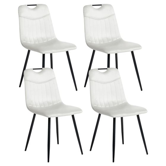 Sæt med 4 spisebordsstole ARGYLE Velour Cremehvid