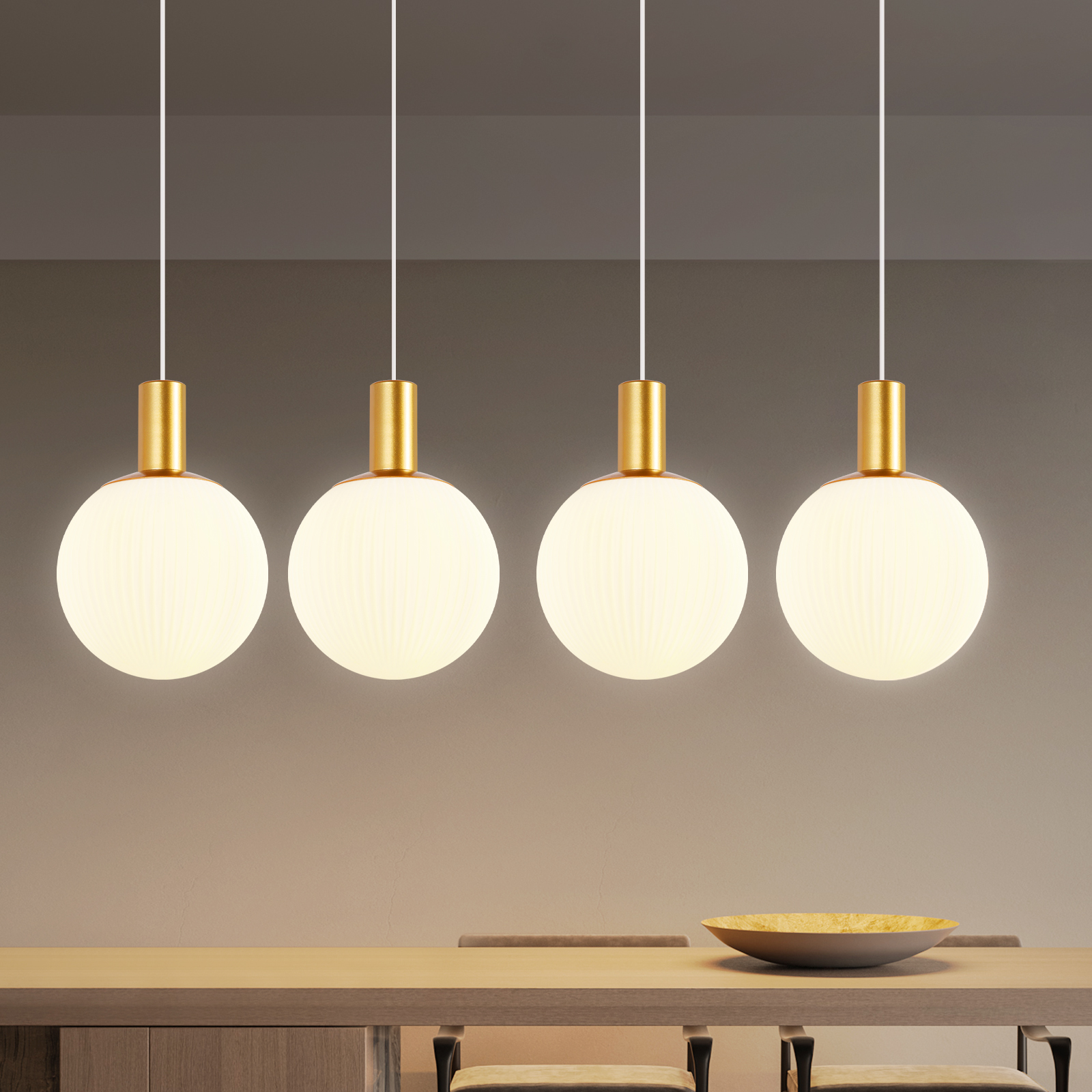 NETTLIFE glas, pendellampe, E27, 4 lys, hængende, pendellampe, justerbar højde, moderne, pendellampe