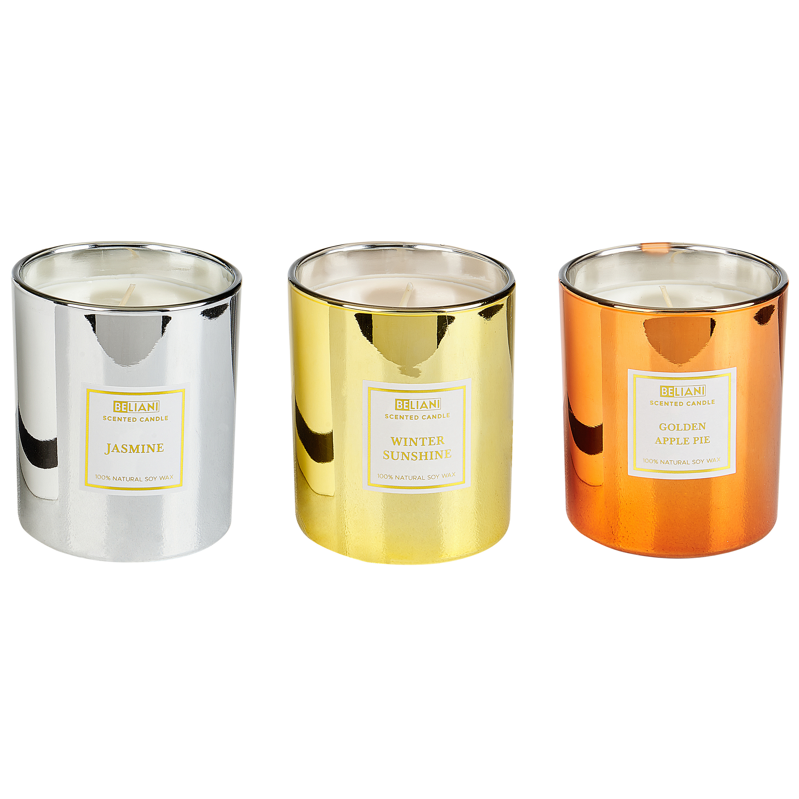Sæt med 3 duftlys METALLIC GLAMOUR 9 cm Multifarvet