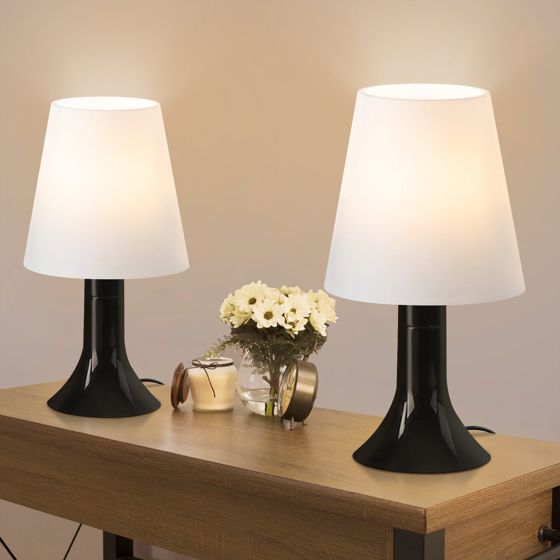 NETTLIFE bordlampe til stue, natlampe med ledning, sæt med 2 små pærer, moderne E14 bordlamper