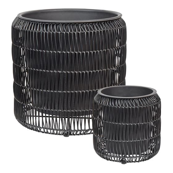 Sæt med 2 plantekrukker BRODIEA 26/45 cm PE-rattan Sort