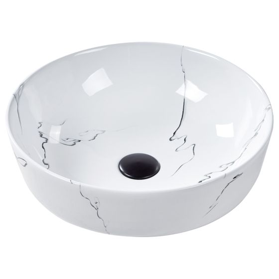 Vask til bordplade HOPI ⌀ 42 cm Keramik Hvid marmor