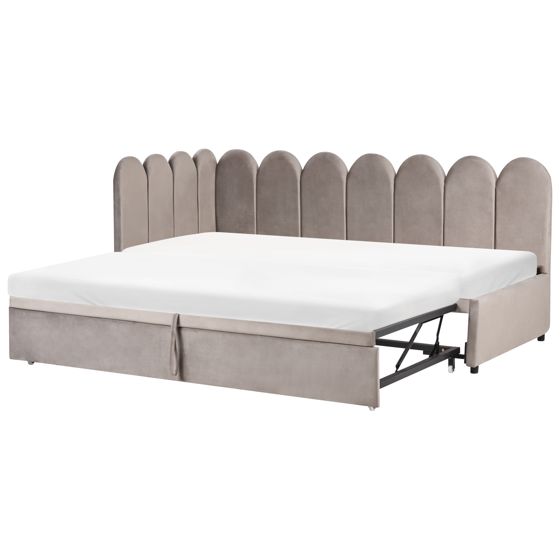 Udtræksseng Velour TERROU 90 x 200 cm Brungrå