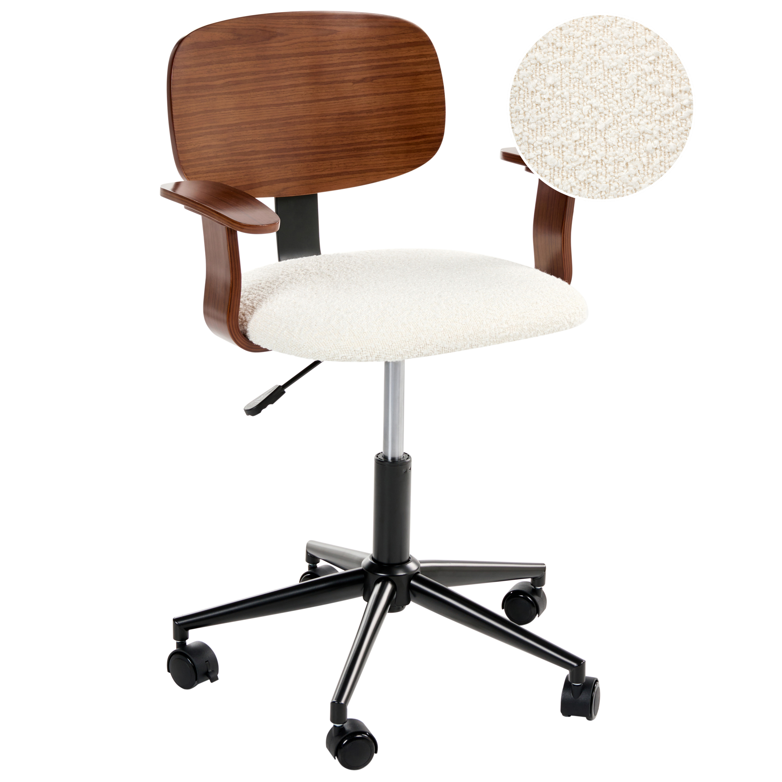 Skrivebordsstol GUNNISON Boucle Cremehvid