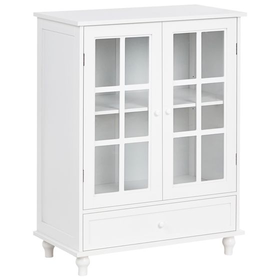Glas vitrine skænk CARLET 71 cm Hvid