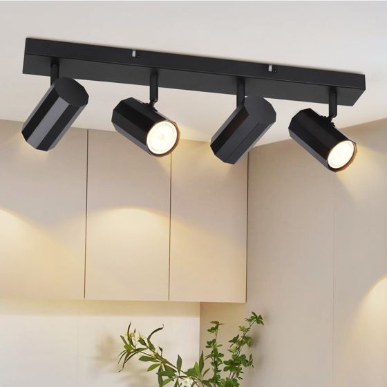NETTLIFE 4 sorte GU10 loftspotlights, 350° drejelige, vintage - metal, MAX. 25 W, til køkken, spiseplads