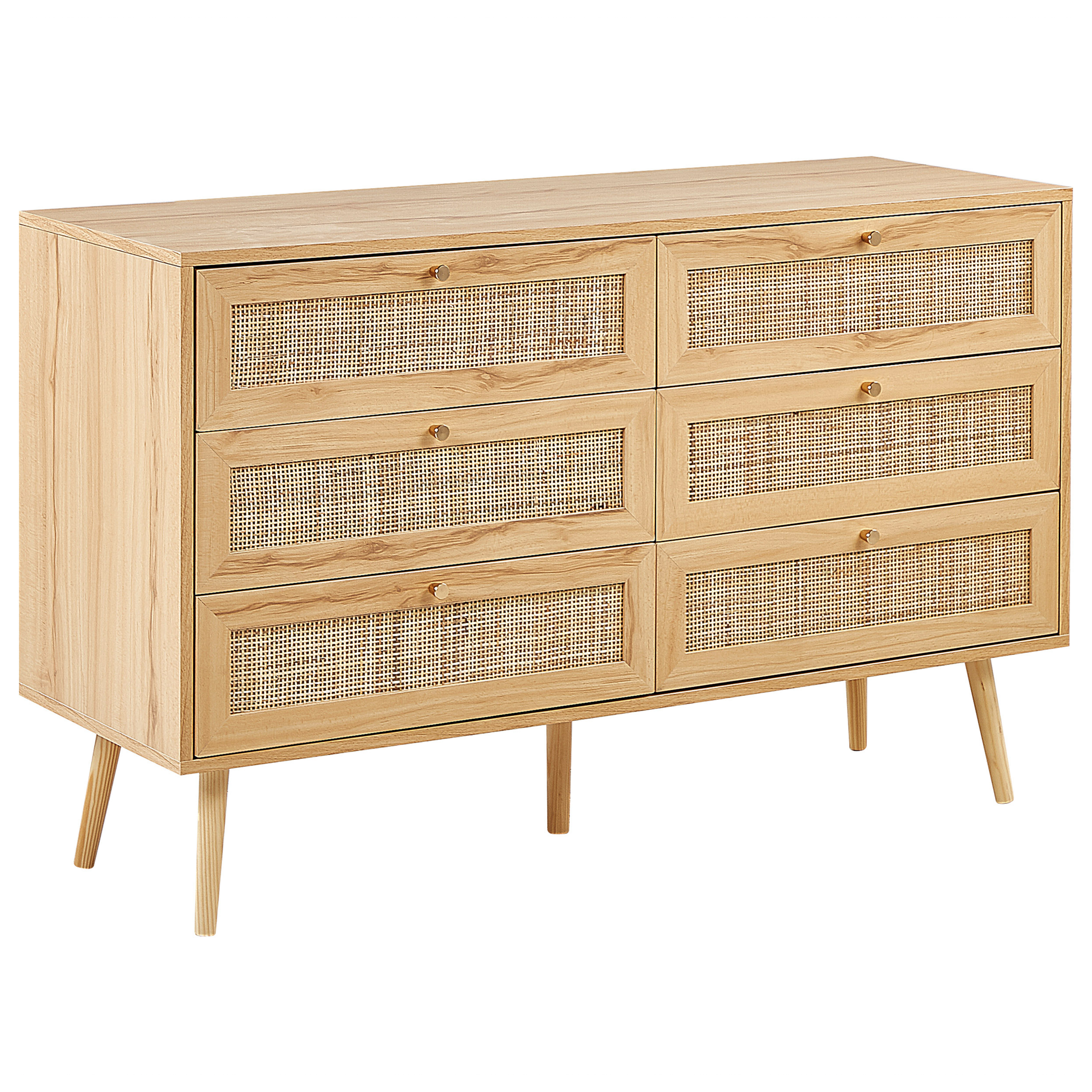 6 skuffers kommode PEROTE Rattan Lysebrun