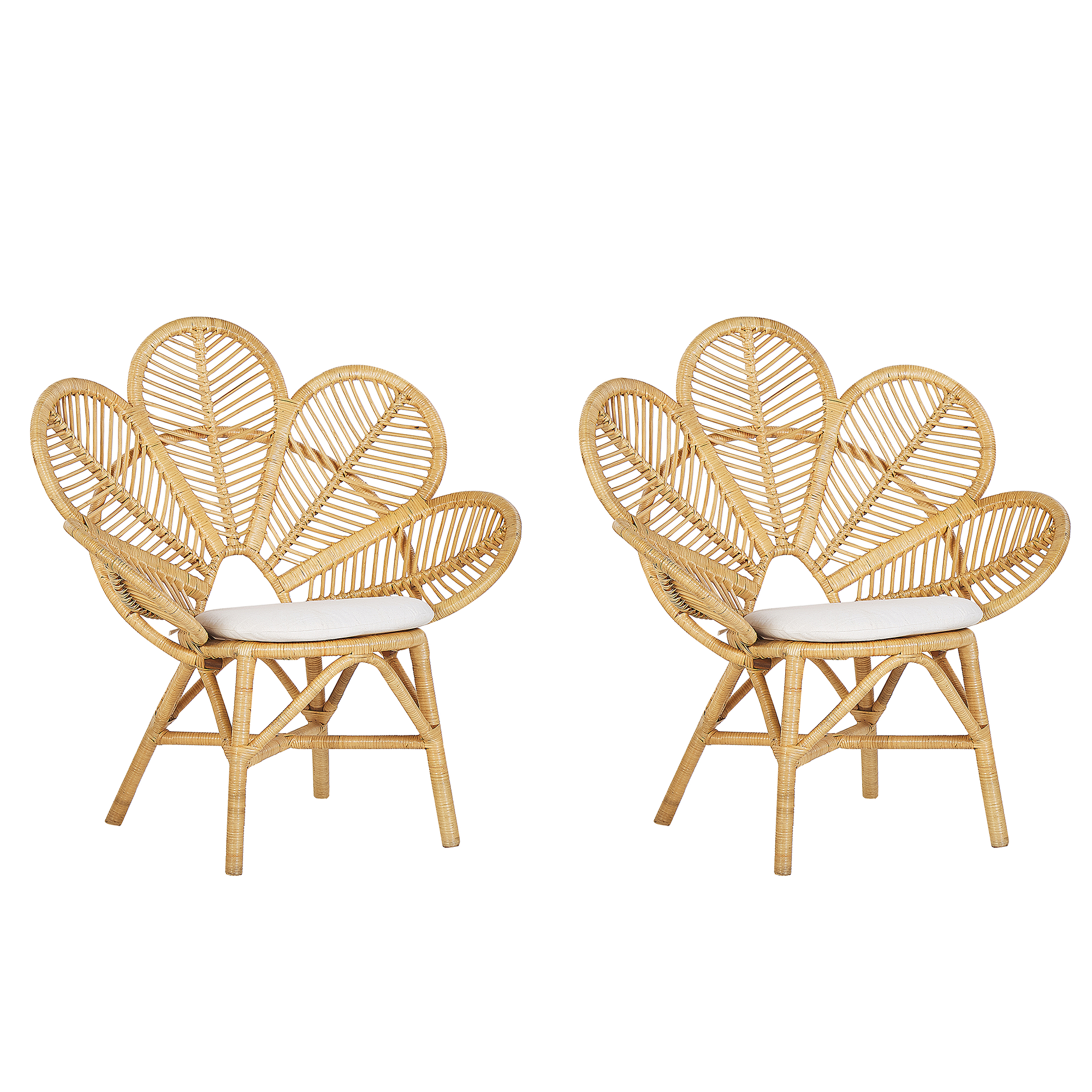 Sæt af 2 påfuglestole FLORENTINE Rattan Naturlig