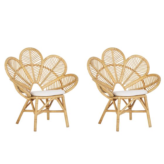 Sæt af 2 påfuglestole FLORENTINE Rattan Naturlig