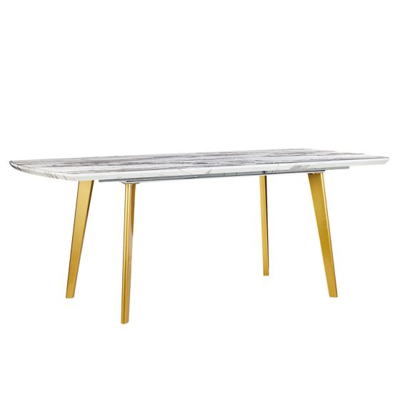 Spisebord med udtræk MOSBY Marmor/guld 160/200 cm 90 cm