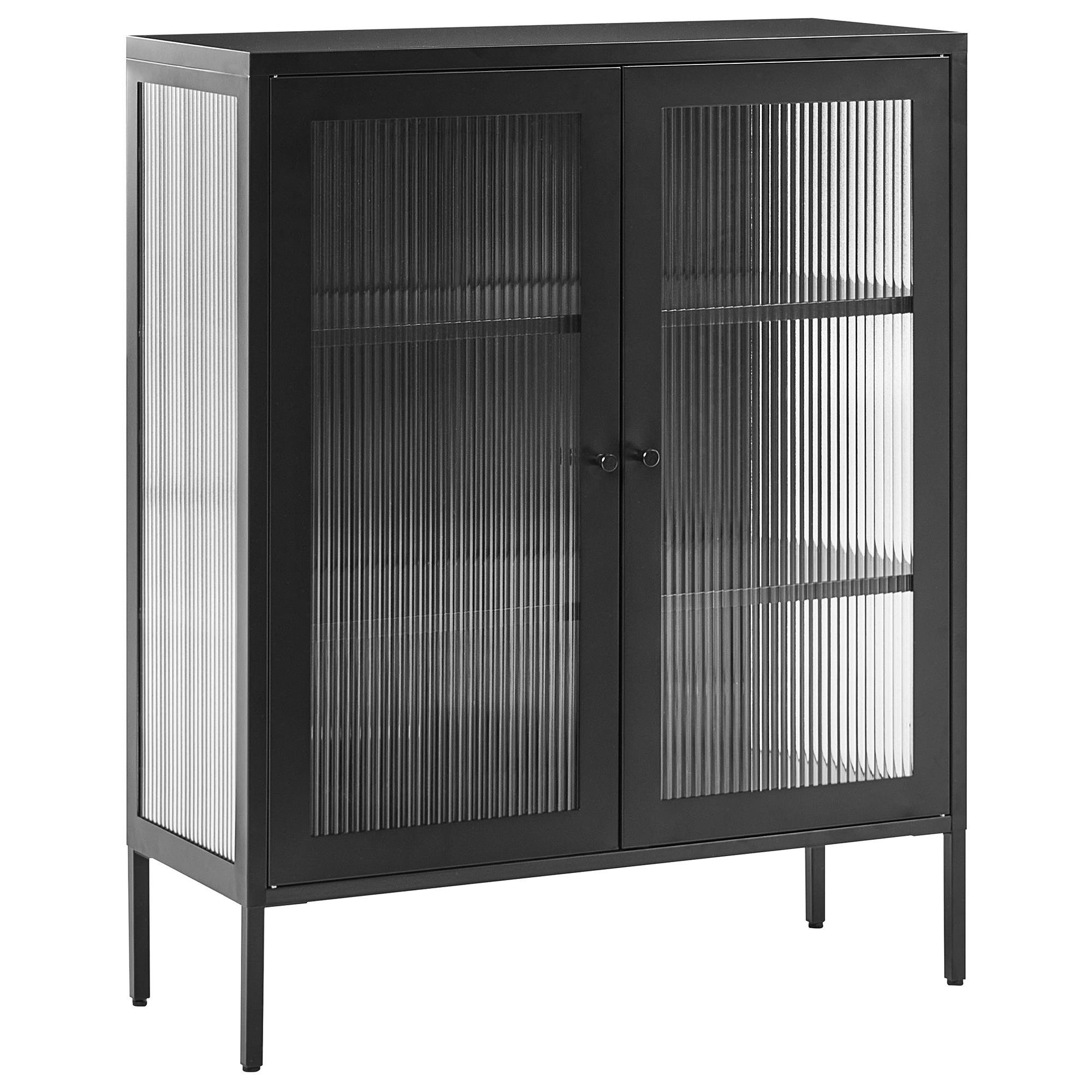 Glas vitrine skænk LERRYN 90 cm Metal Sort