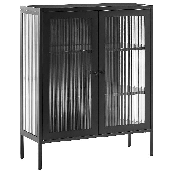 Glas vitrine skænk LERRYN 90 cm Metal Sort