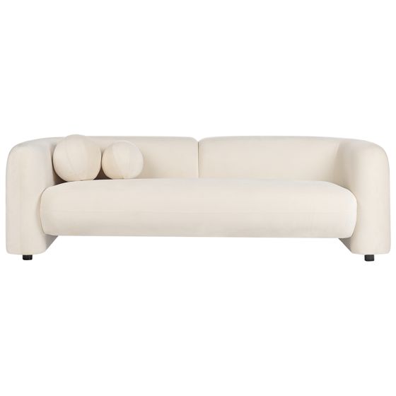 Sofa 3 personers LEIREN Velour Cremehvid