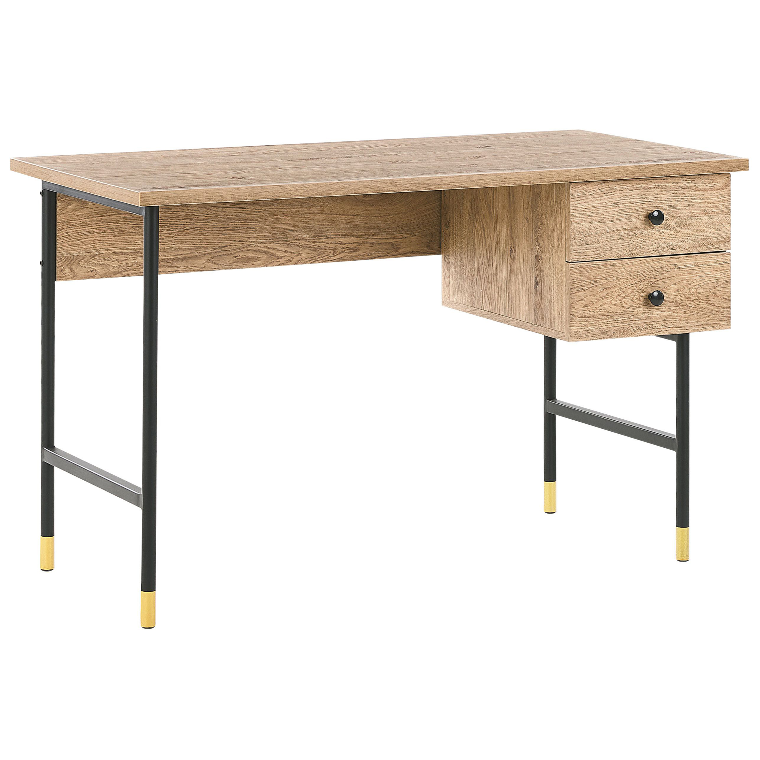 Skrivebord ABILEN 120 cm 60 cm med skuffer Lysebrun
