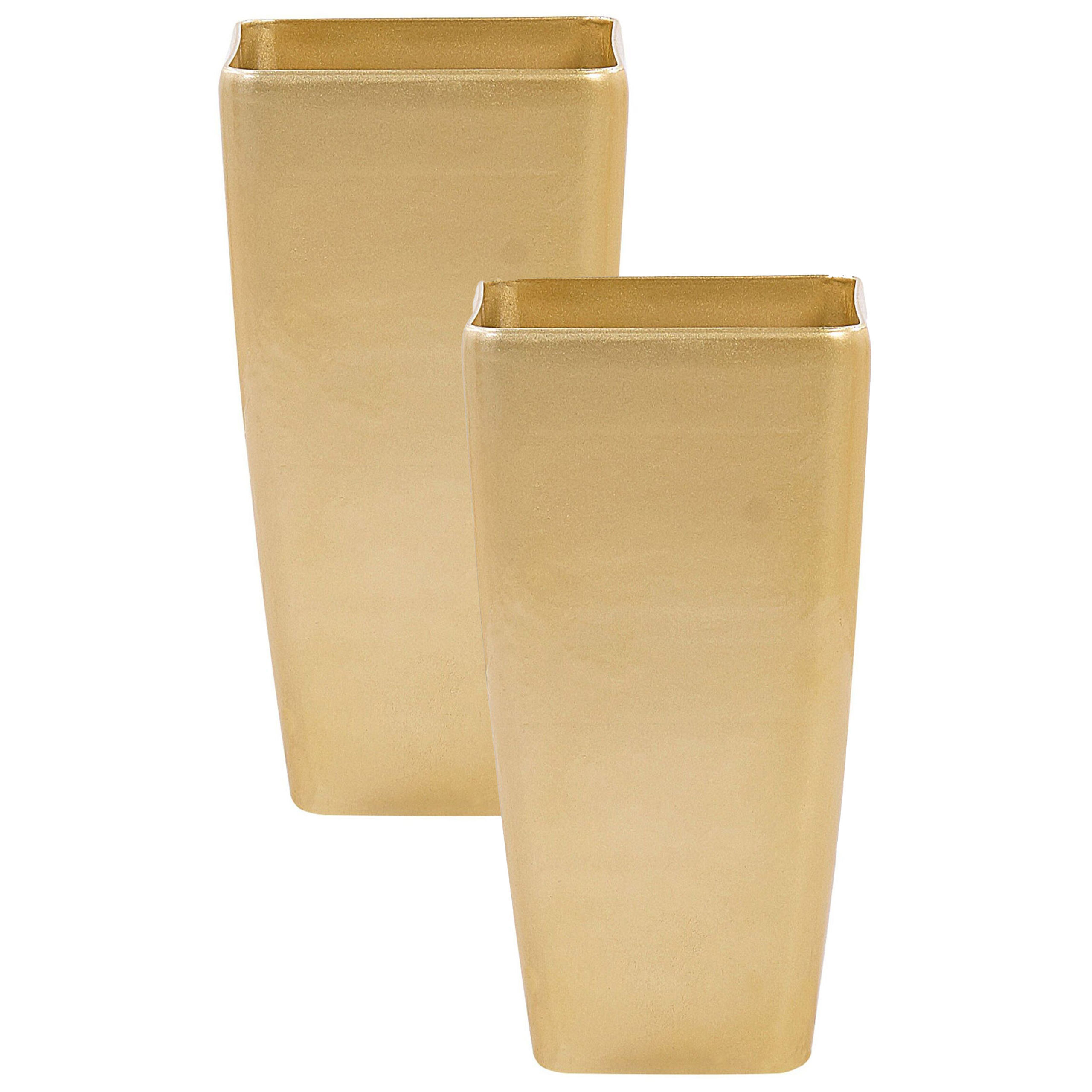 Sæt med 2 plantekrukker MODI 30 cm Guld