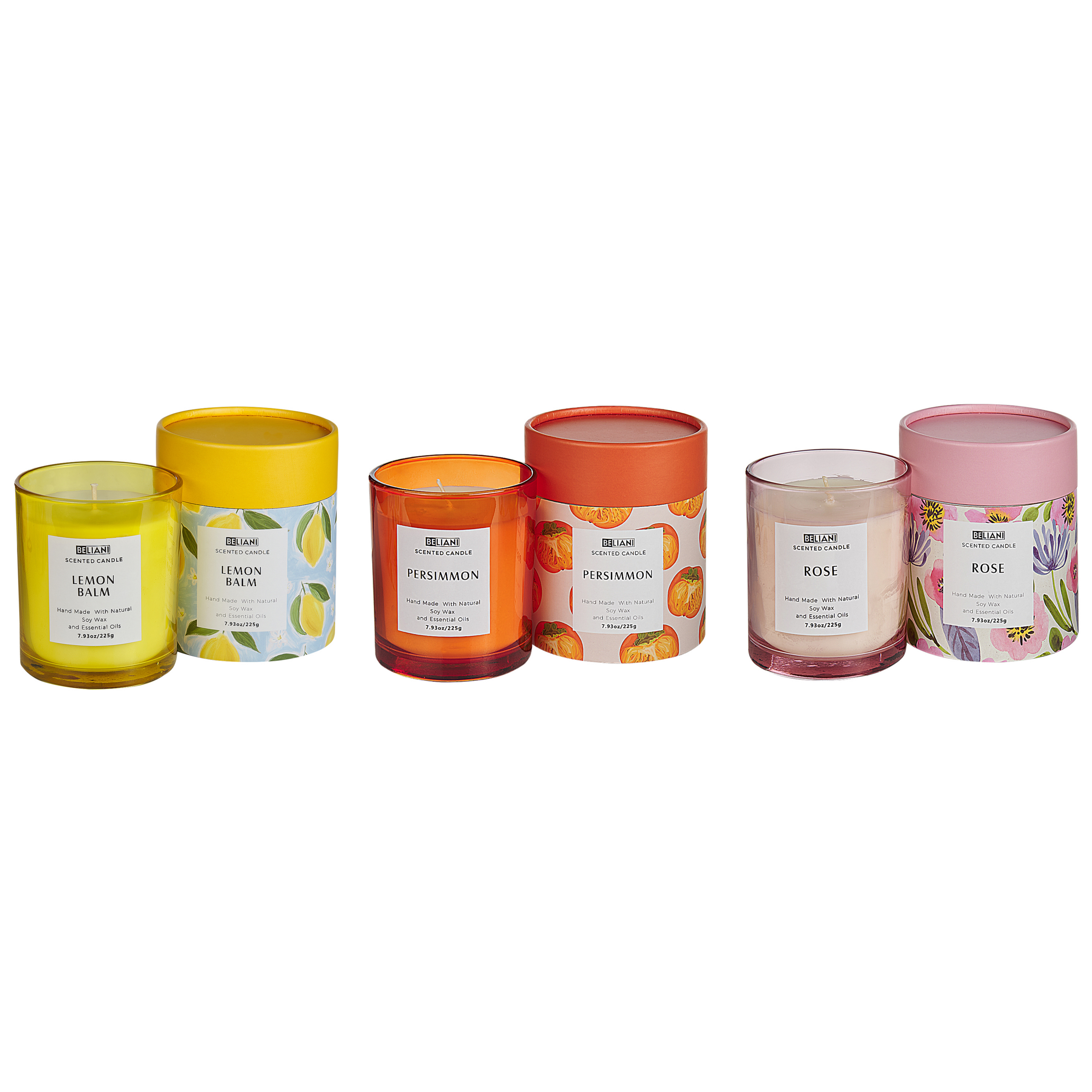 Sæt med 3 duftlys COLORFUL BARREL Soja voks Orientalske noter krydderurter noter Blomster noter