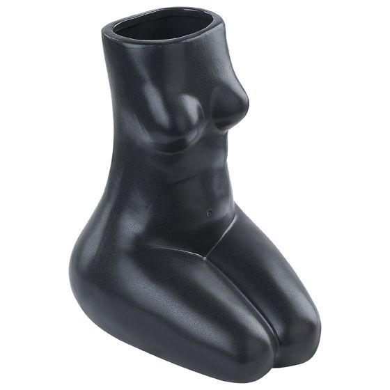 Blomstervase PYRGOS 22 cm Keramik Sort