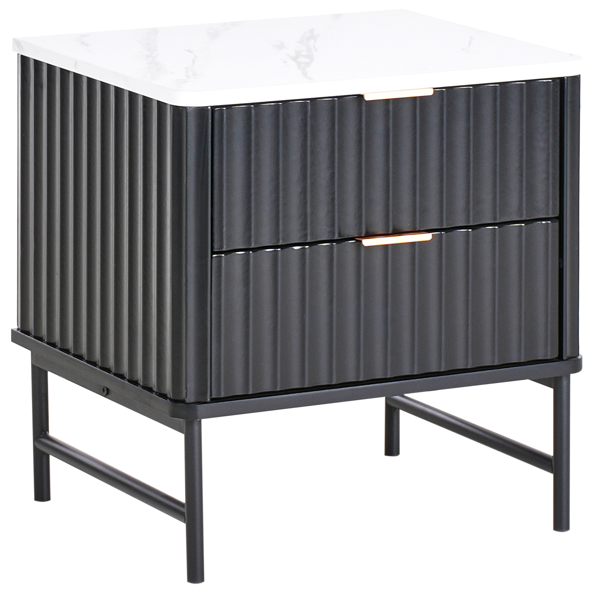Natbord med 2 skuffer GLASTONBURY Marmor/sort