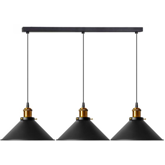 TOOLIGHT hængende loftlampe APP017-3CP PORTO Sort 15,5x60x15,5cm
