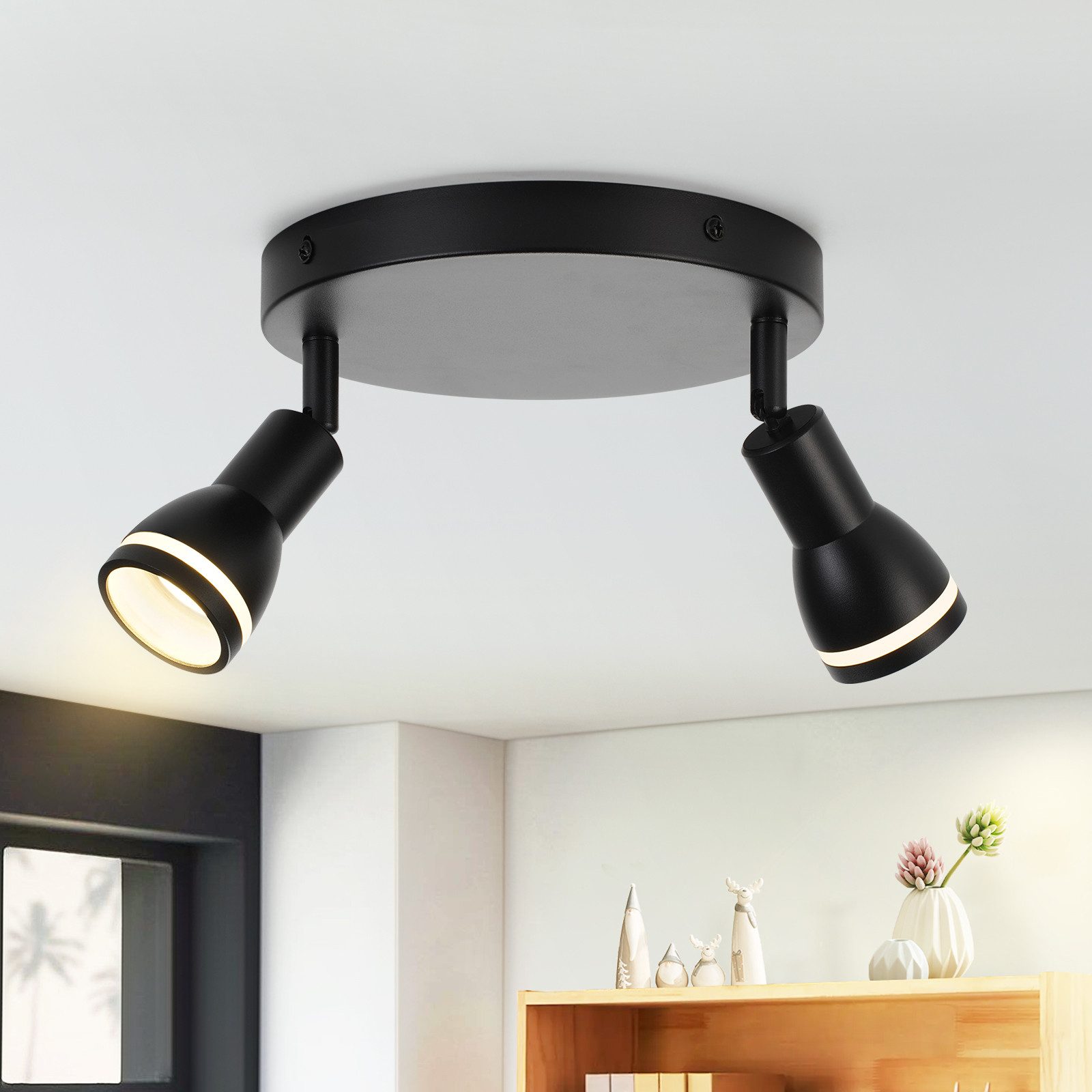 NETTLIFE LED loftspotlight 2 lamper sort stue loftslampe justerbar spotlight GU10 spotlight moderne lampe