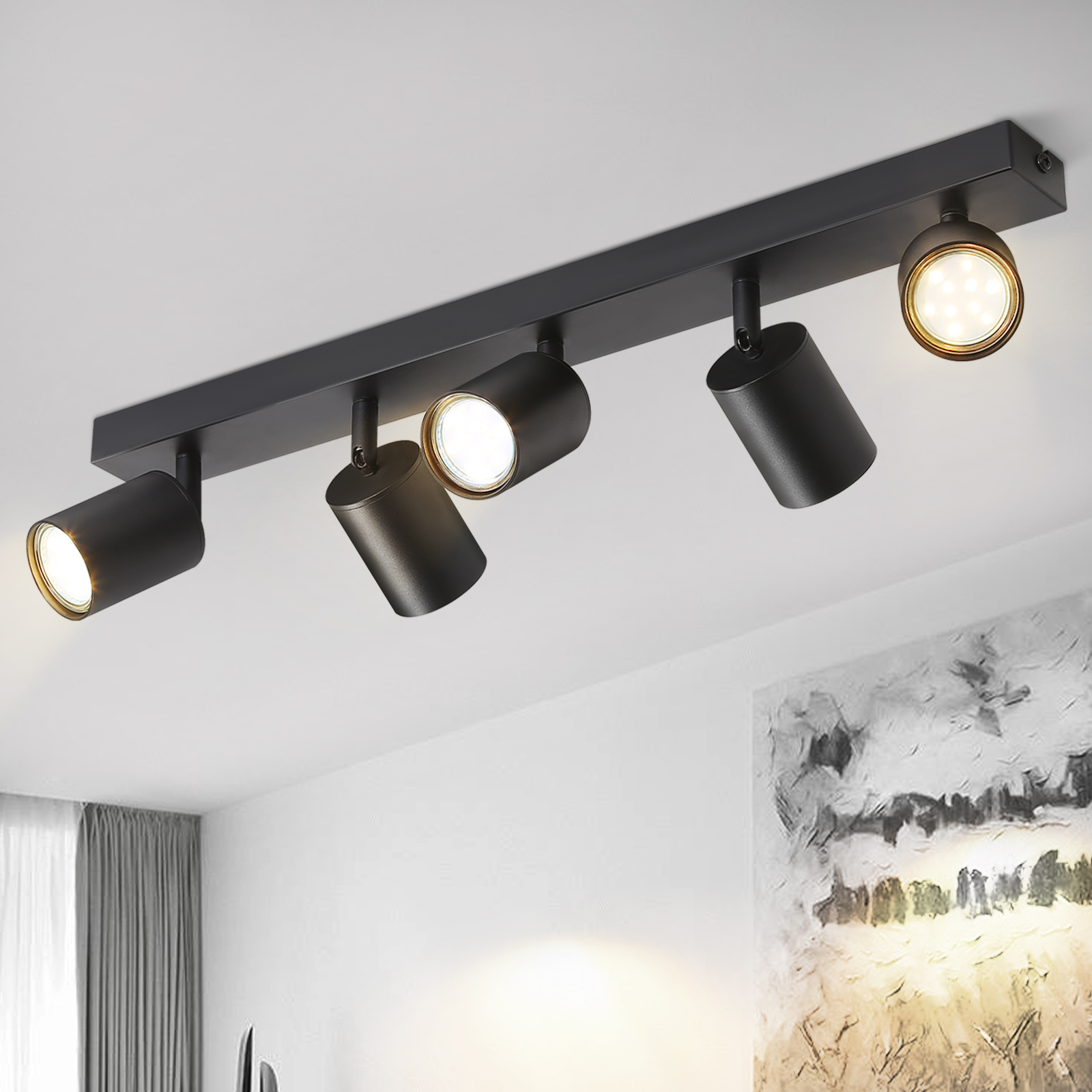 NETTLIFE sorte LED loftspotlights GU10 350° drejelige moderne til entré, stue, soveværelse, uden lampe