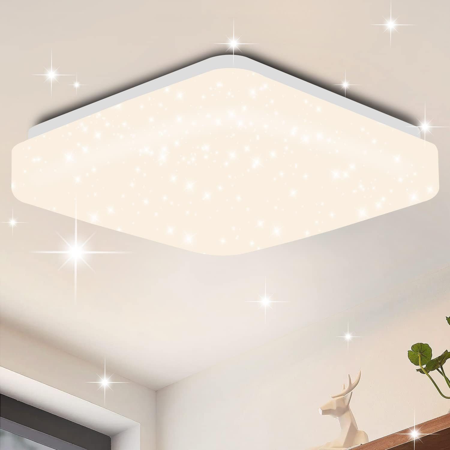 NETTLIFE LED loftlampe, til soveværelse 21 cm stjernehimmellampe, 15 W, firkantet form Køkken, neutral hvid