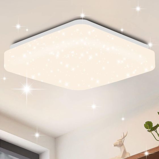 NETTLIFE LED loftlampe, til soveværelse 21 cm stjernehimmellampe, 15 W, firkantet form Køkken, neutral hvid
