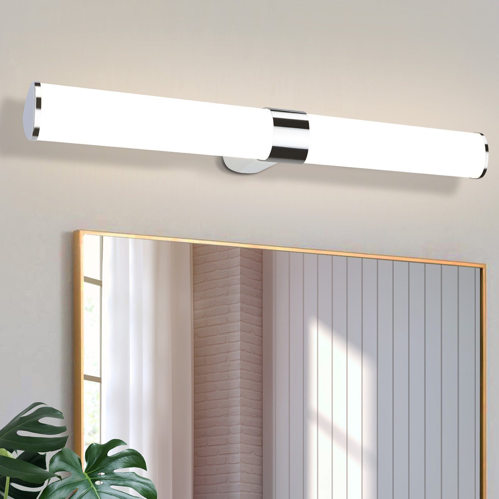 NETTLIFE LED - spejlvæglampe, 15W, 60CM Krom Vandtæt, IP44 Neutral Hvid, 4000K, moderne