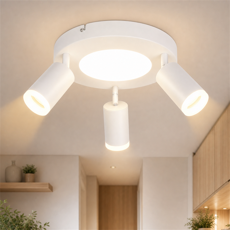 NETTLIFE Loftspotlight, 3 pærer, GU10, 20 W, soveværelse, 3000 k, køkkenlampe, metal, justerbar