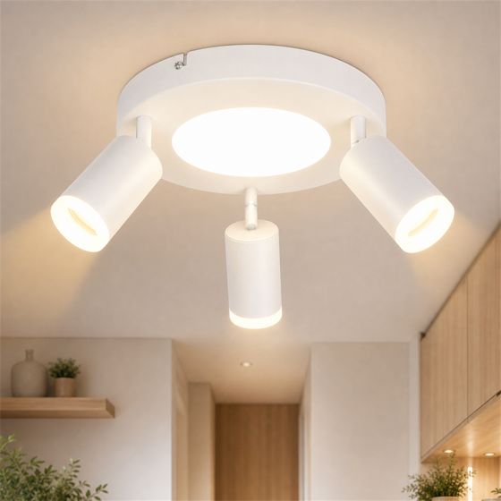 NETTLIFE Loftspotlight, 3 pærer, GU10, 20 W, soveværelse, 3000 k, køkkenlampe, metal, justerbar