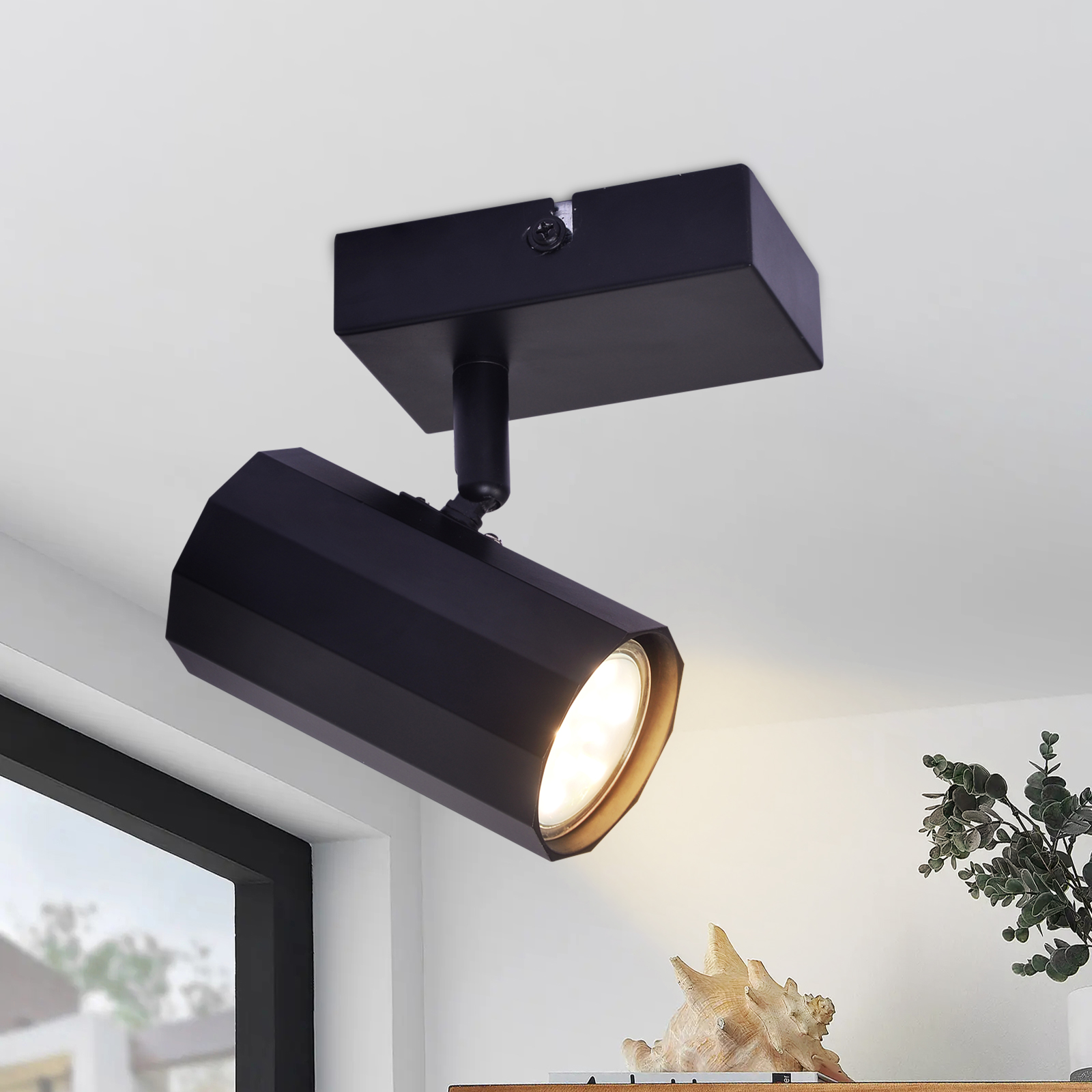NETTLIFE Loftlampe 1-pære vintage sort metalloftlampe GU10 justerbar 350°40W
