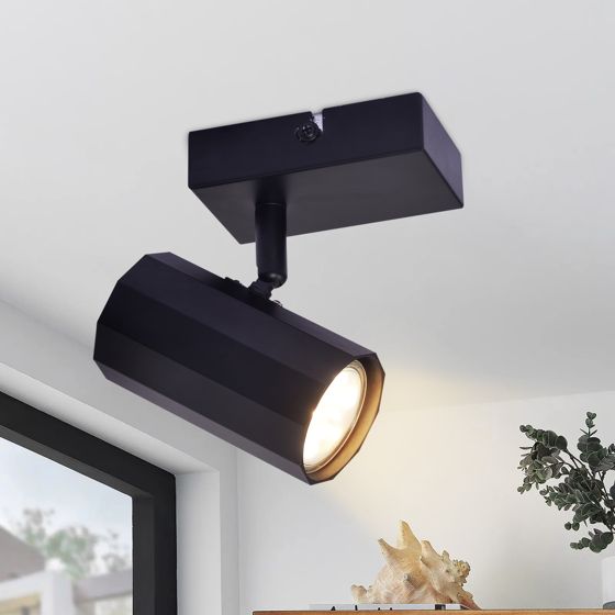 NETTLIFE Loftlampe 1-pære vintage sort metalloftlampe GU10 justerbar 350°40W