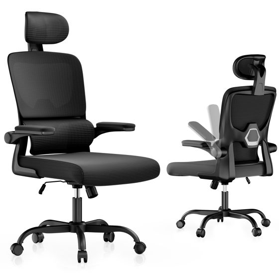 Toimistotuoli C ergonomisk mesh drejelige armlæn vippefunktion hjem kontor hvid grå