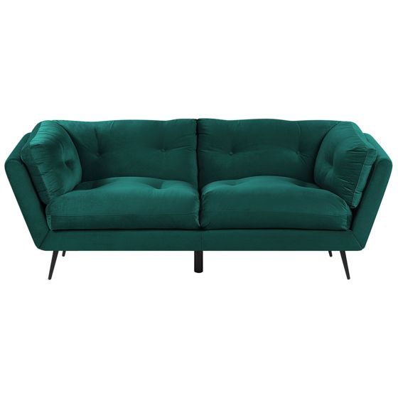 Sofa 3 personers LENVIK Velour Smaragdgrøn