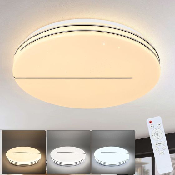NETTLIFE moderne LED loftlampe, rund 44 W til stue, lampe 40 cm dæmpbar, fjernbetjent stjernehimmel, soveværelsesbelysning, køkken