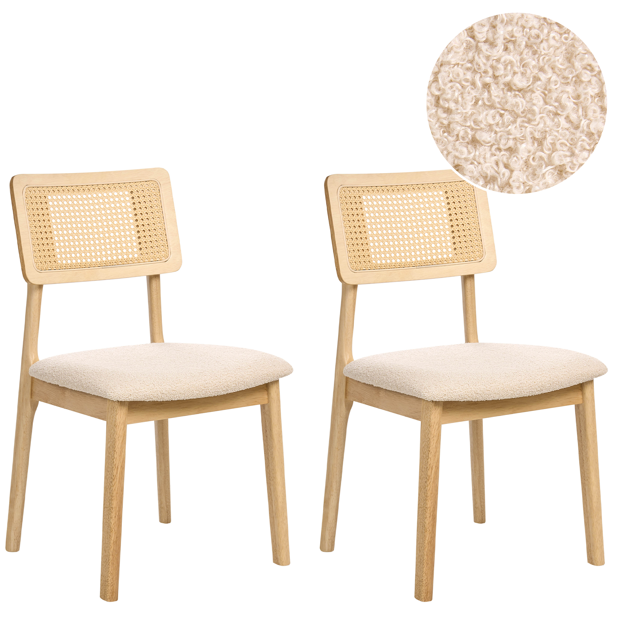 Sæt med 2 spisebordsstole EMBAR Træ Lysebrun/lys beige