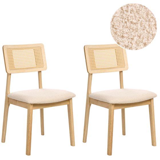 Sæt med 2 spisebordsstole EMBAR Træ Lysebrun/lys beige