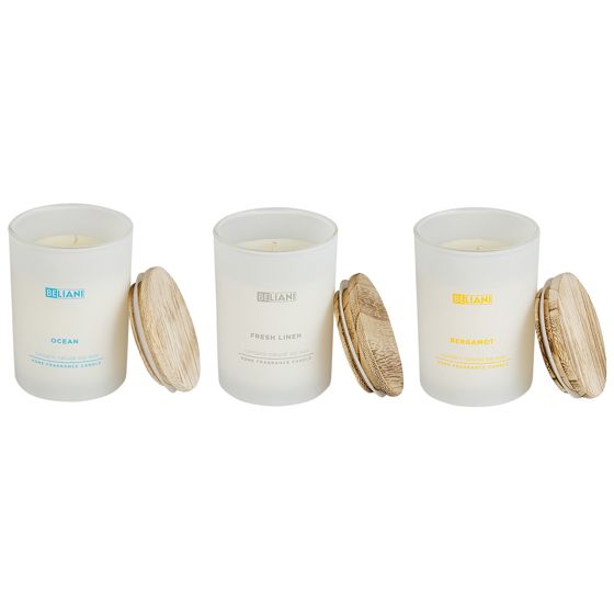 Sæt med 3 duftlys SIMPLICITY Soja voks Frugtig noter Fresh notes