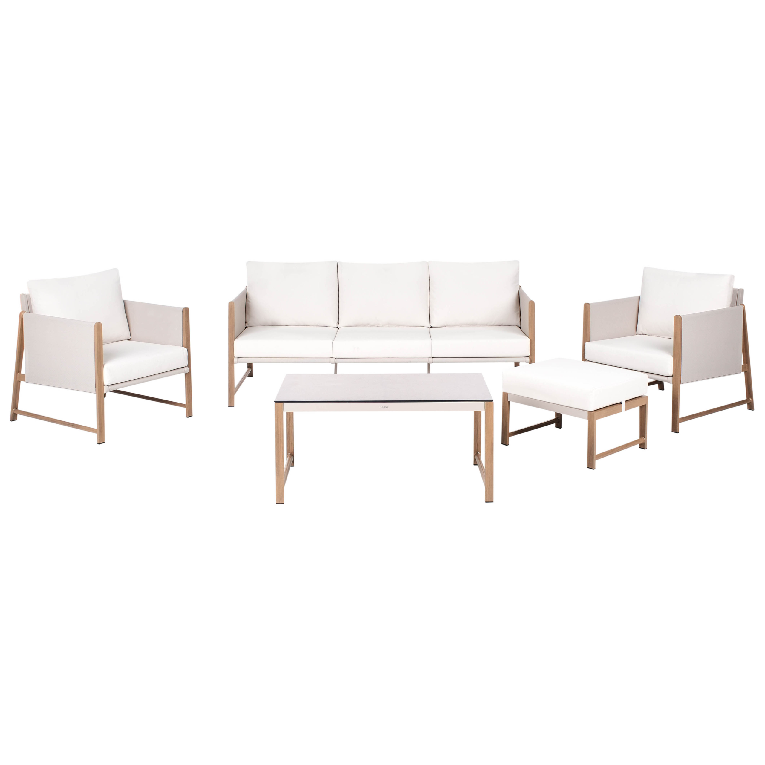Loungesæt med bord og fodskammel 5 personers NOLA Metal Lys Beige