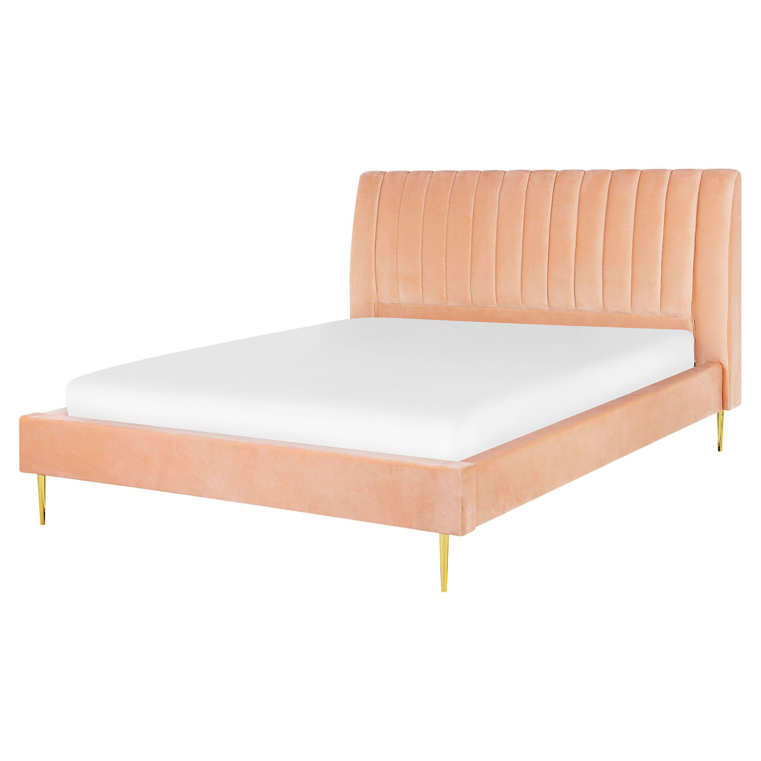 Seng Velour MARVILLE 160 x 200 cm Ferskenagtig lyserød