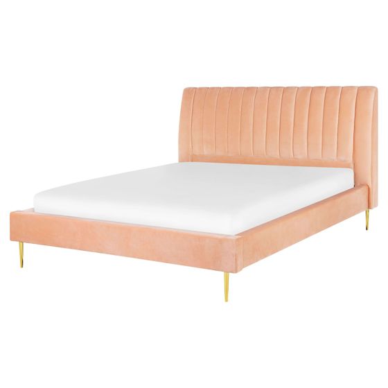 Seng Velour MARVILLE 160 x 200 cm Ferskenagtig lyserød