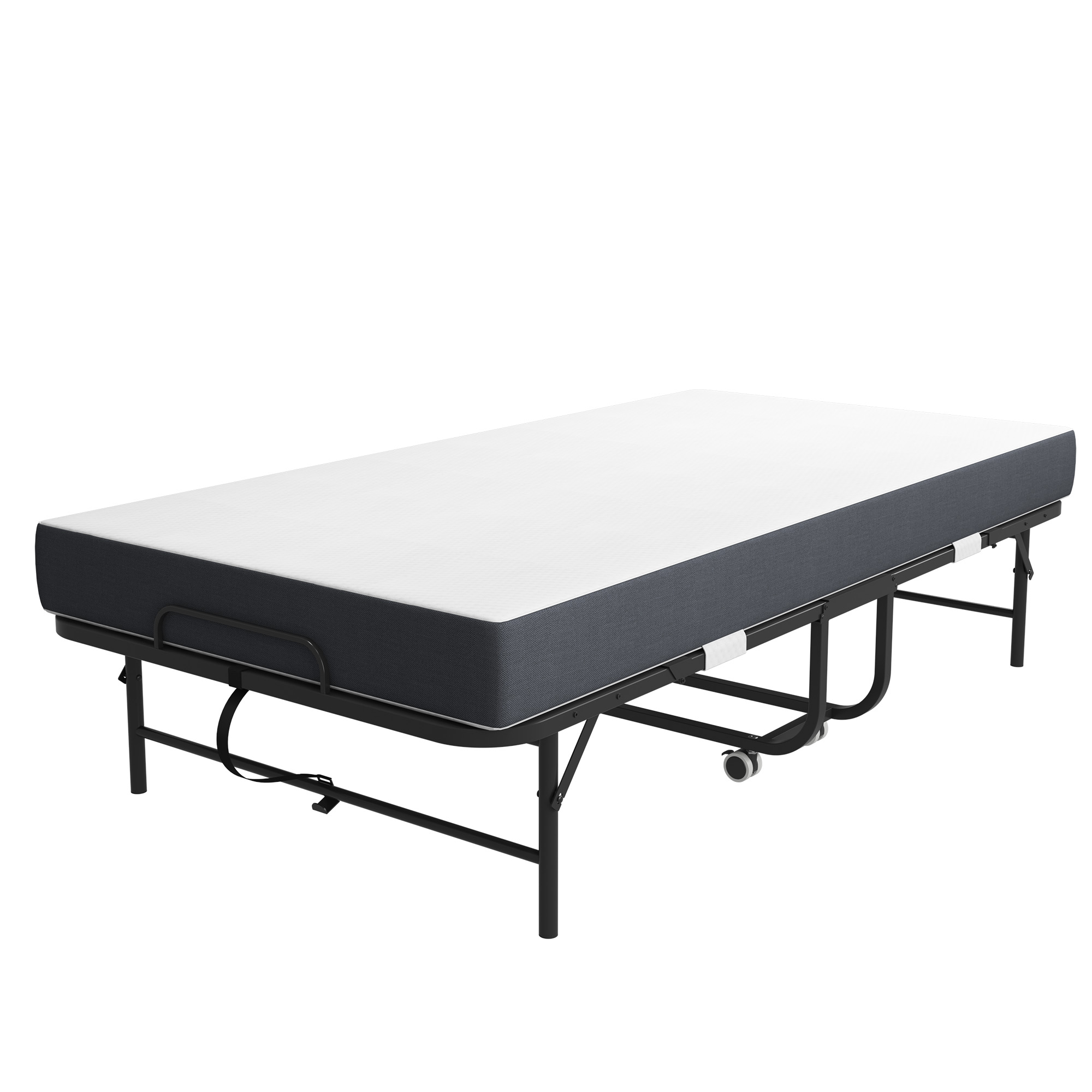seng 190x96 cm sort metal justerbar med skuffer