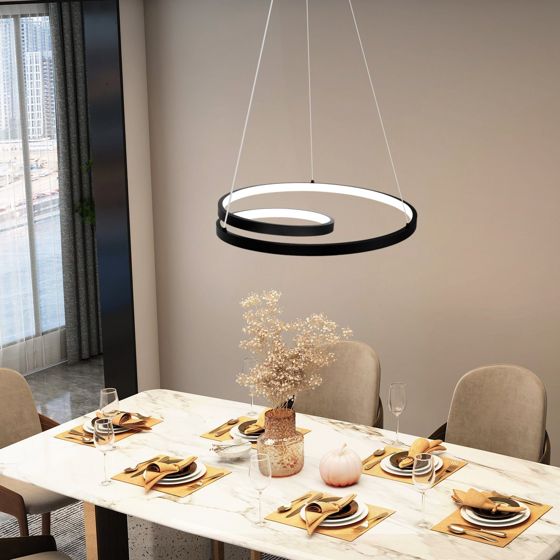 NETTLIFE LED - pendellampe, sort aluminium, 40 cm, diameter 150 cm dæmpbar, moderne spisebordslampe